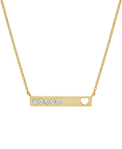 Macy's Lab-grown White Sapphire Five Stone & Heart Bar 18" Pendant Necklace (1/4 Ct. T.w.) In 14k Gold-plat