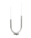 ROSEMARY LANE THE NOVOGRATZ SILVER STAINLESS STEEL METAL ABSTRACT U-SHAPED CANDELABRA, 10" X 6" X 14"