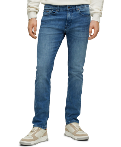 Hugo Boss Low-rise Tapered-leg Jeans In Medium Blue