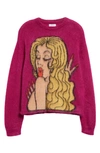 ERL GENDER INCLUSIVE KISS INTARSIA MOHAIR BLEND SWEATER