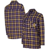 COLLEGE CONCEPTS COLLEGE CONCEPTS PURPLE/GOLD LOS ANGELES LAKERS BOYFRIEND BUTTON-UP NIGHTSHIRT