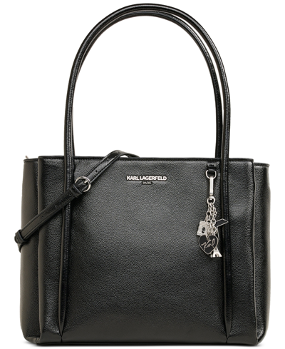 Karl Lagerfeld Nouvelle Large Triple Compartment Tote In Black
