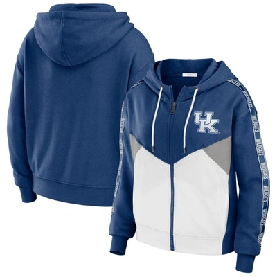Wear By Erin Andrews Women's  Royal Kentucky Wildcats Colorblock Full-zip Hoodie Jacket
