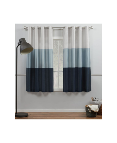 Exclusive Home Curtains Chateau Striped Grommet Top Curtain Panel Pair, 54" X 63" In Blue