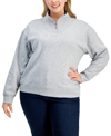 Tommy Hilfiger Plus Size Logo Quarter-zip Sweatshirt In Stone Grey Heather