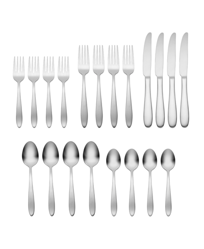 Oneida Mooncrest Satin 20 Piece Everyday Flatware Set In Metallic And Stainless