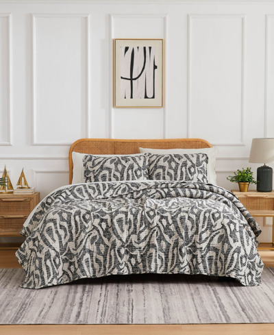 Southshore Fine Linens Khari Oversized 3 Piece Quilt Set, Full/queen In Charcoal