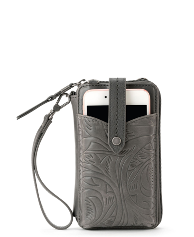The Sak Silverlake Smartphone Crossbody In Slate Leaf Embossed