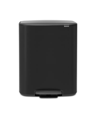 Brabantia Bo Step On Dual Compartment Trash Can, 2 X 8 Gallon, 2 X 30 Liter In Matte Black