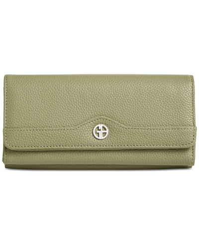 Giani Bernini Pebble Leather Receipt Wallet, Created For Macy's In Green Tea