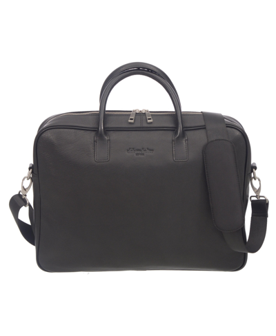 Club Rochelier Top Handle Messenger Leather Briefcase In Black