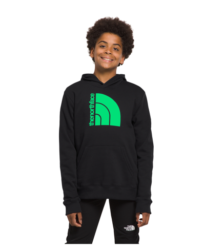 The North Face Kids' Big Boys Camp Fleece Pullover Hoodie In Tnf Black,chlorophyll Green