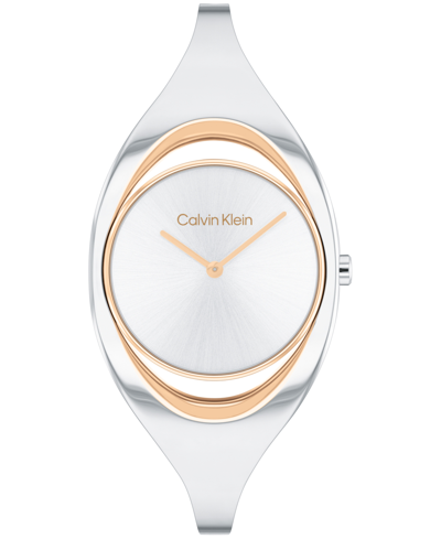 Calvin Klein Women's Two Hand Two-tone Stainless Steel Bangle Bracelet Watch 30mm