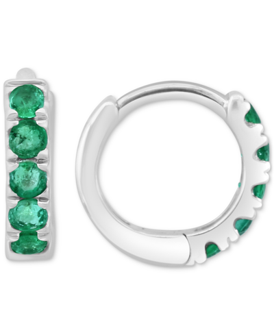 Effy Collection Effy Emerald Small Huggie Hoop Earrings (1/4 Ct. T.w.) In Sterling Silver (also In Sapphire, Ruby &