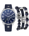 AMERICAN EXCHANGE MEN'S NAVY STRAP WATCH 46MM GIFT SET