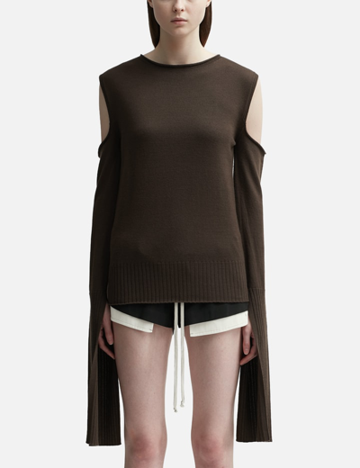 Rick Owens Maglia Cape Sleeve In Brown