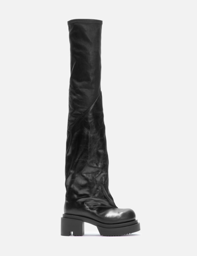 Rick Owens Flared Bogun Thigh-high Boots In Black