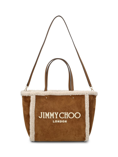 Jimmy Choo Avenue Tote Bag In Khaki,brown,natural