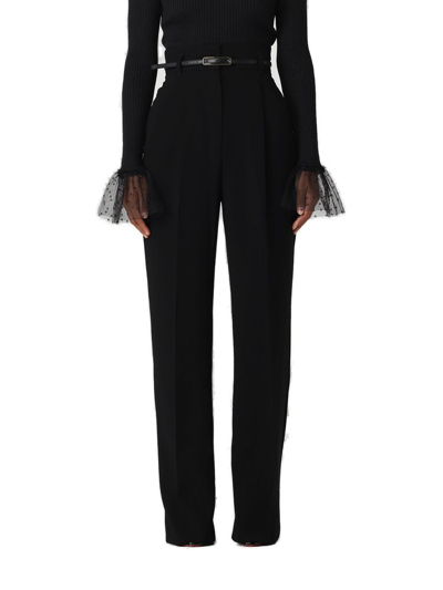 Max Mara Studio Belted Straight Leg Trousers In Black