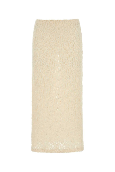 Chloé Floral Embroidered Lace Midi Skirt In Beige