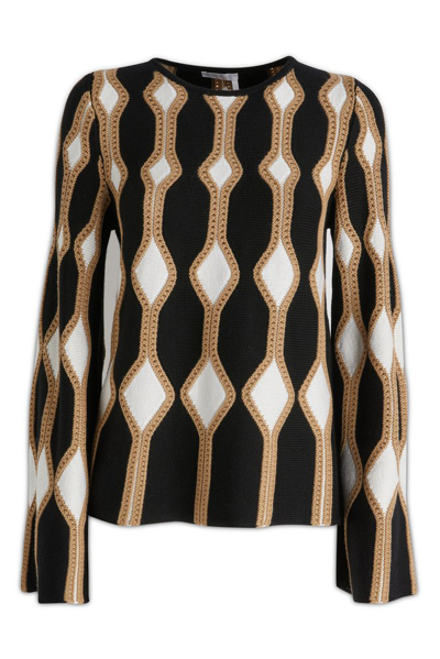 Chloé Multicoloured Sweater With Geometric Pattern In Brown