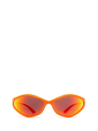Balenciaga 0285s 90s Oval Acetate Sunglasses In Fluo Orang