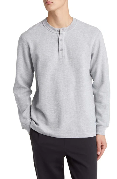 Reigning Champ Slub Long Sleeve Henley Tee In Heather Grey