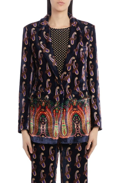 Etro Velvet Jacket With Paisley In Multicolore