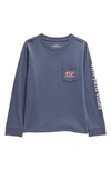 Vineyard Vines Boys' Long Sleeved Football Whale Pocket Tee - Little Kid, Big Kid In Blue Blazer