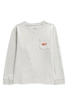 Vineyard Vines Kids' Logo Long Sleeve Cotton T-shirt In Heather Grey