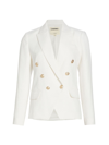 L Agence Kenzie Double Breasted Blazer In Ivory Pearl Silver