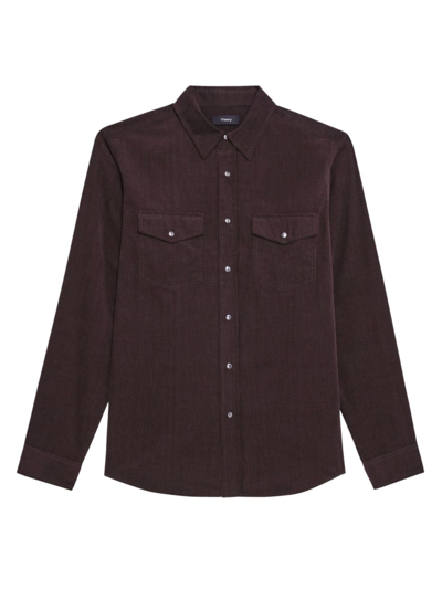Theory Irving Corduroy Snap Regular Fit Shirt In Mink