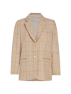 Loveshackfancy Denzel Virgin Wool Plaid Boyfriend Blazer In Creamy Caramel