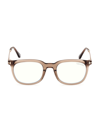 Tom Ford Women's 50mm Rectangular Eyeglasses In Transparent Brown Blue