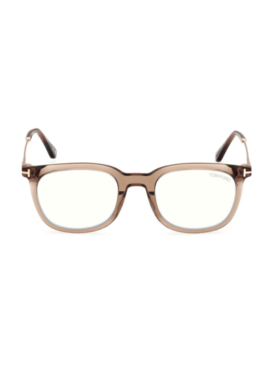 Tom Ford Women's 50mm Rectangular Eyeglasses In Transparent Brown Blue