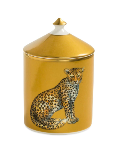 Halcyon Days Magnificent Wildlife Leopard Candle With Lid In Gold