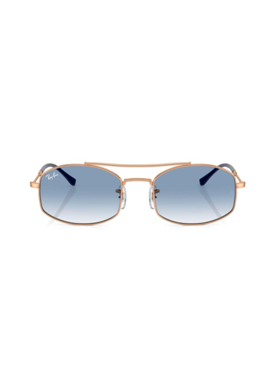 Ray Ban Rb3719 Sunglasses Rose Gold Frame Blue Lenses 51-20 In Rotgold
