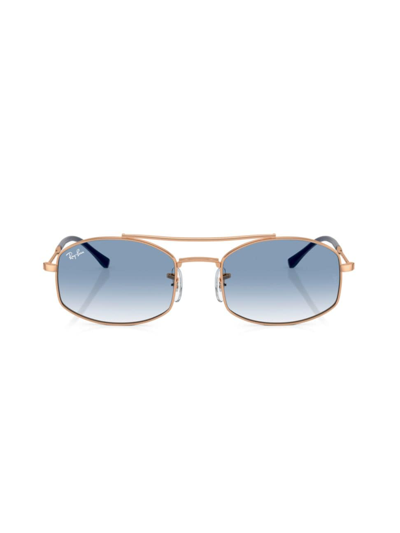 Ray Ban Rb3719 Sunglasses Rose Gold Frame Blue Lenses 51-20