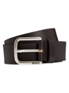 Hugo Boss Buffalo-leather Belt With Branded Pin Buckle In Brown