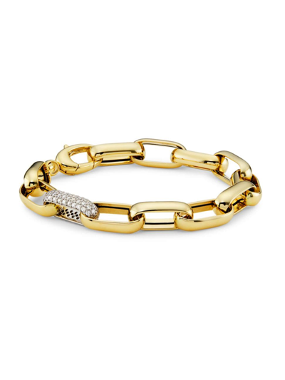 Saks Fifth Avenue Women's 14k Yellow Gold & 1 Tcw Diamond Chunky Paper Clip Chain Bracelet