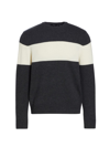 Theory Hilles Striped Wool-blend Sweater In Pestle Melange/ivory