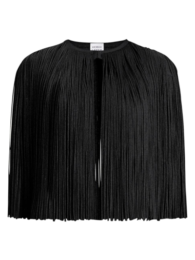 Herve Leger Icon Fringe Cape In Black