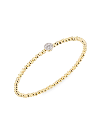 Saks Fifth Avenue Women's 14k Yellow Gold & 0.1 Tcw Diamond Beaded Bangle