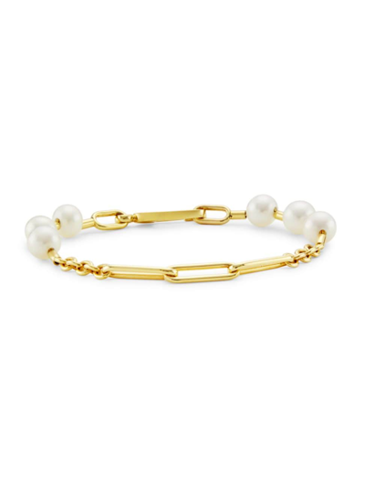 Saks Fifth Avenue Women's 14k Yellow Gold & Freshwater Pearl Mixed-link Chain Bracelet