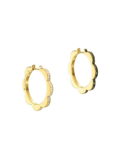 Cadar Women's Bloom Triplet 18k Yellow Gold & 0.81 Tcw Diamond Medium Mismatched Hoop Earrings