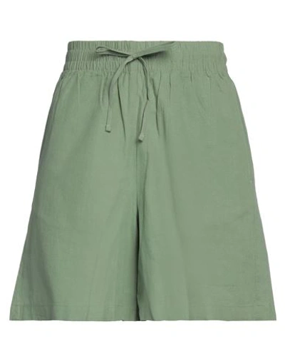 Jjxx By Jack & Jones Woman Shorts & Bermuda Shorts Military Green Size L Cotton, Linen