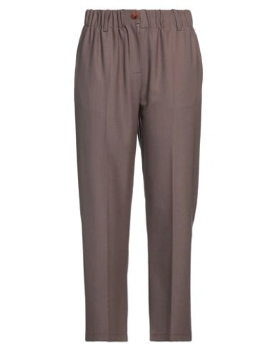 Alysi Woman Pants Dark Brown Size 4 Polyester, Virgin Wool, Elastane