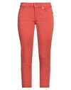 Dondup Woman Pants Rust Size 30 Cotton, Elastomultiester, Elastane In Red