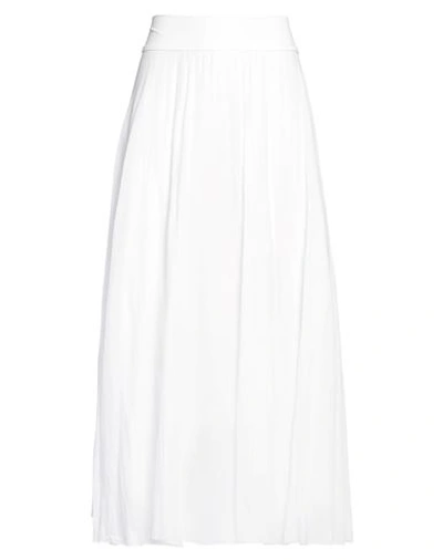 European Culture Woman Maxi Skirt Ivory Size Xxs Cotton, Elastane In White