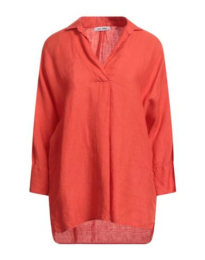 Caliban Woman Top Tomato Red Size 6 Linen
